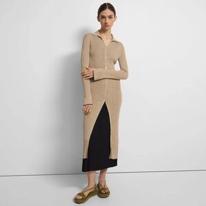 Theory Ribbed Cardigan Midi Dress Washable Silk NWT size S